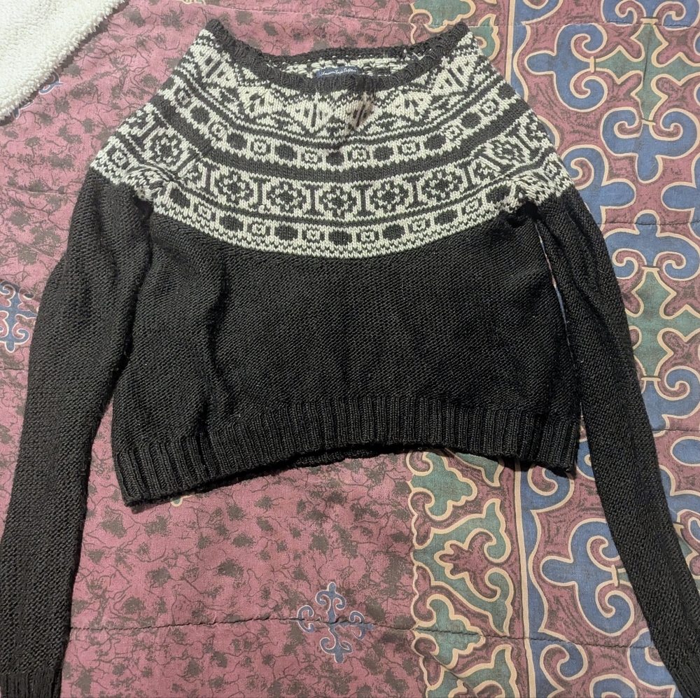 American Eagle Outfitters Black and White Patterned Sweater